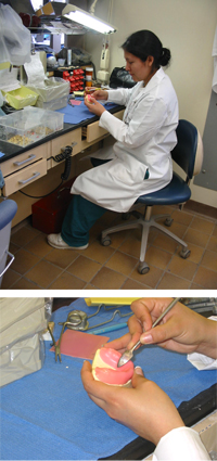 Ana Remond makes a mold of a patient's dental impression.