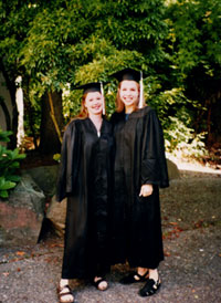 Angi Christensen is pictured (left) with a friend at her graduation from the University of Washington in Seattle, Washington.