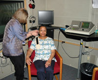 Carmen Brewer uses Immittance Audiometry to determine the pathology of a patient's hearing loss.