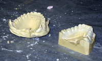 Dental impressions before (left) after (right) finishing techniques.