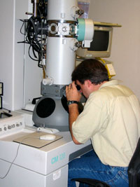 David Belnap visualizing multi-dimensional images using an electron microscope.