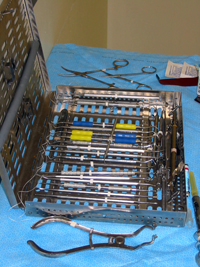 The metal case shown above is tolerant of the high heat that is used for sterilization of dental instruments.