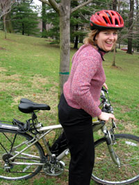 Julie enjoys riding her bike in her spare time