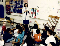 Lynne Haverkos volunteered in her child's classroom to teach students about good health practices.