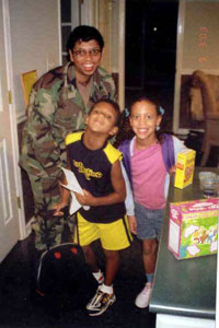 Matrice Browne with her two children.